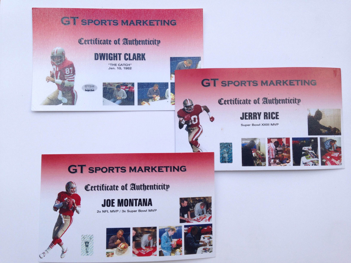 49ers Legends 14x48 "Dynasty" Canvas Signed by (6) with Joe Montana, Jerry Rice, Roger Craig, Ronnie Lott, John Taylor & Dwight Clark (Player Holograms & JSA COA) at PristineAuction.com 49ers Legends 14x48 "Dynasty" Canvas Signed by (6) with Joe Montana, Jerry Rice, Roger Craig, Ronnie Lott, John Taylor & Dwight Clark (Player Holograms & JSA COA) at PristineAuction.com