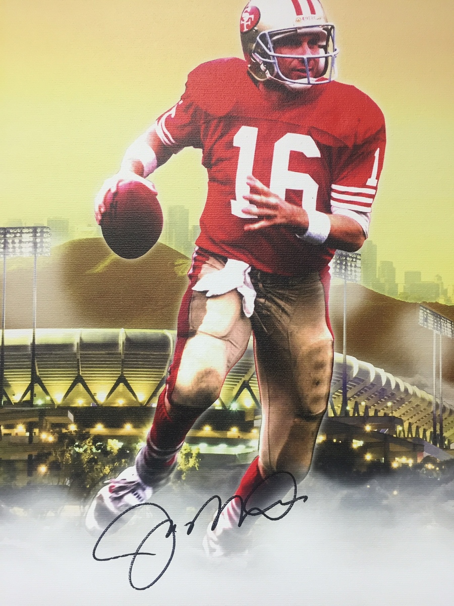 49ers Legends 14x48 "Dynasty" Canvas Signed by (6) with Joe Montana, Jerry Rice, Roger Craig, Ronnie Lott, John Taylor & Dwight Clark (Player Holograms & JSA COA) at PristineAuction.com 49ers Legends 14x48 "Dynasty" Canvas Signed by (6) with Joe Montana, Jerry Rice, Roger Craig, Ronnie Lott, John Taylor & Dwight Clark (Player Holograms & JSA COA) at PristineAuction.com