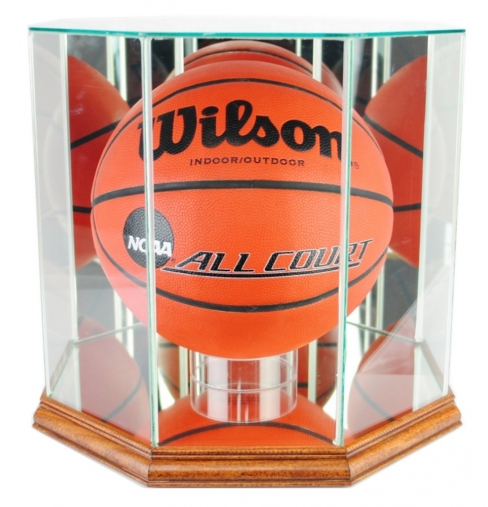 Premium Octagon FullSize Basketball Display Case with Mirrored Back