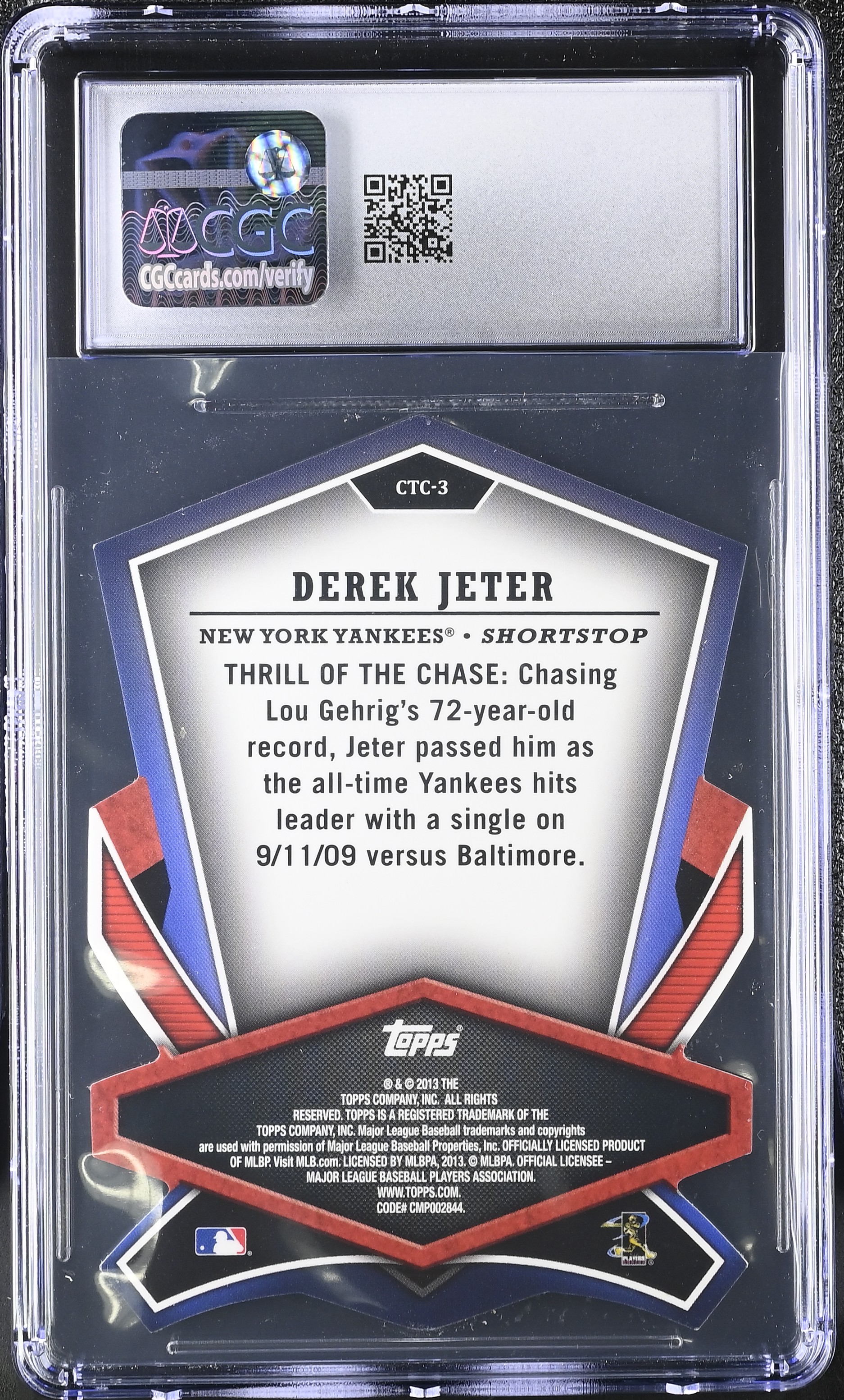 Derek Jeter 2013 Topps Cut To The Chase #CTC-3 (CGC 8) | Pristine