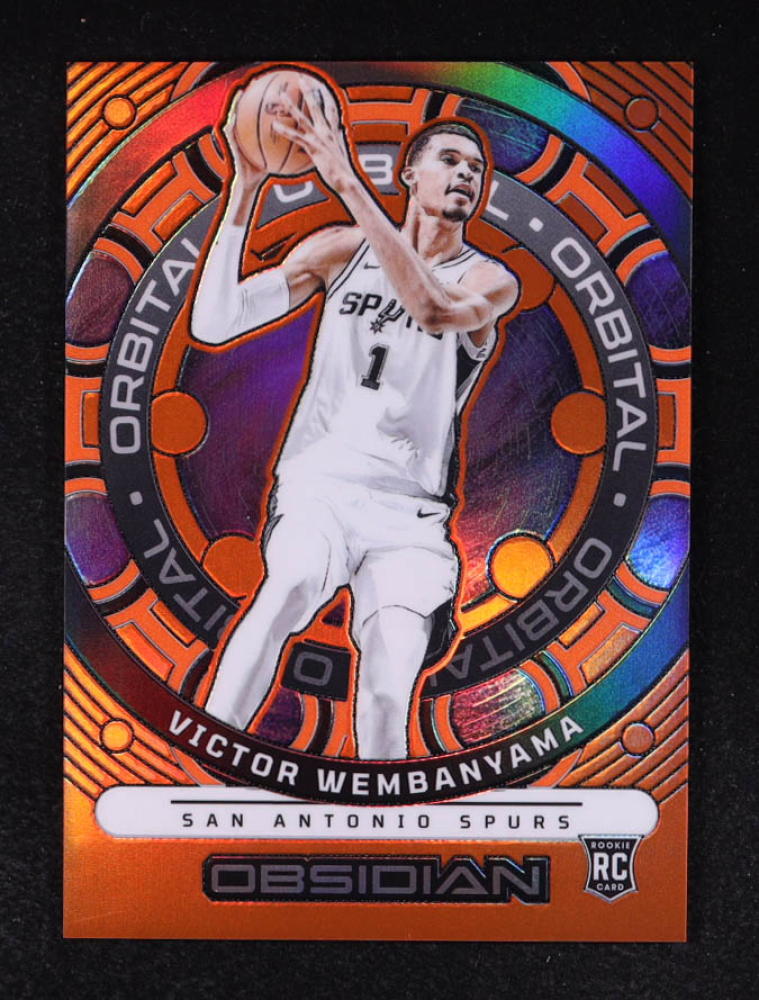Victor Wembanyama 2023-24 Panini Obsidian Orbital Electric Etch Orange Flood #18 #23/75 RC