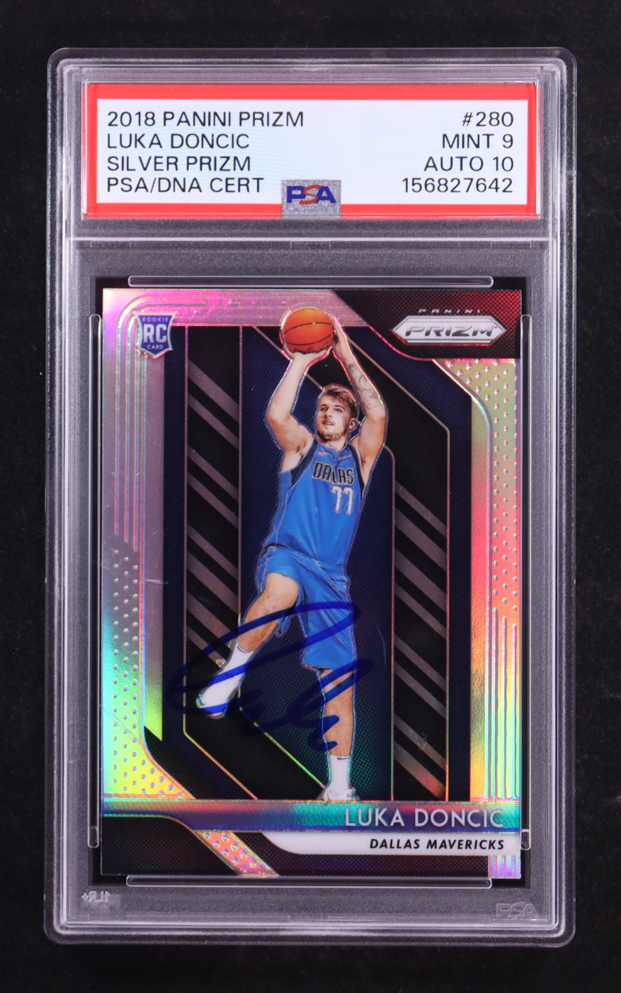 Luka Doncic Signed 2018-19 Panini Prizm Prizms Silver #280 RC (PSA