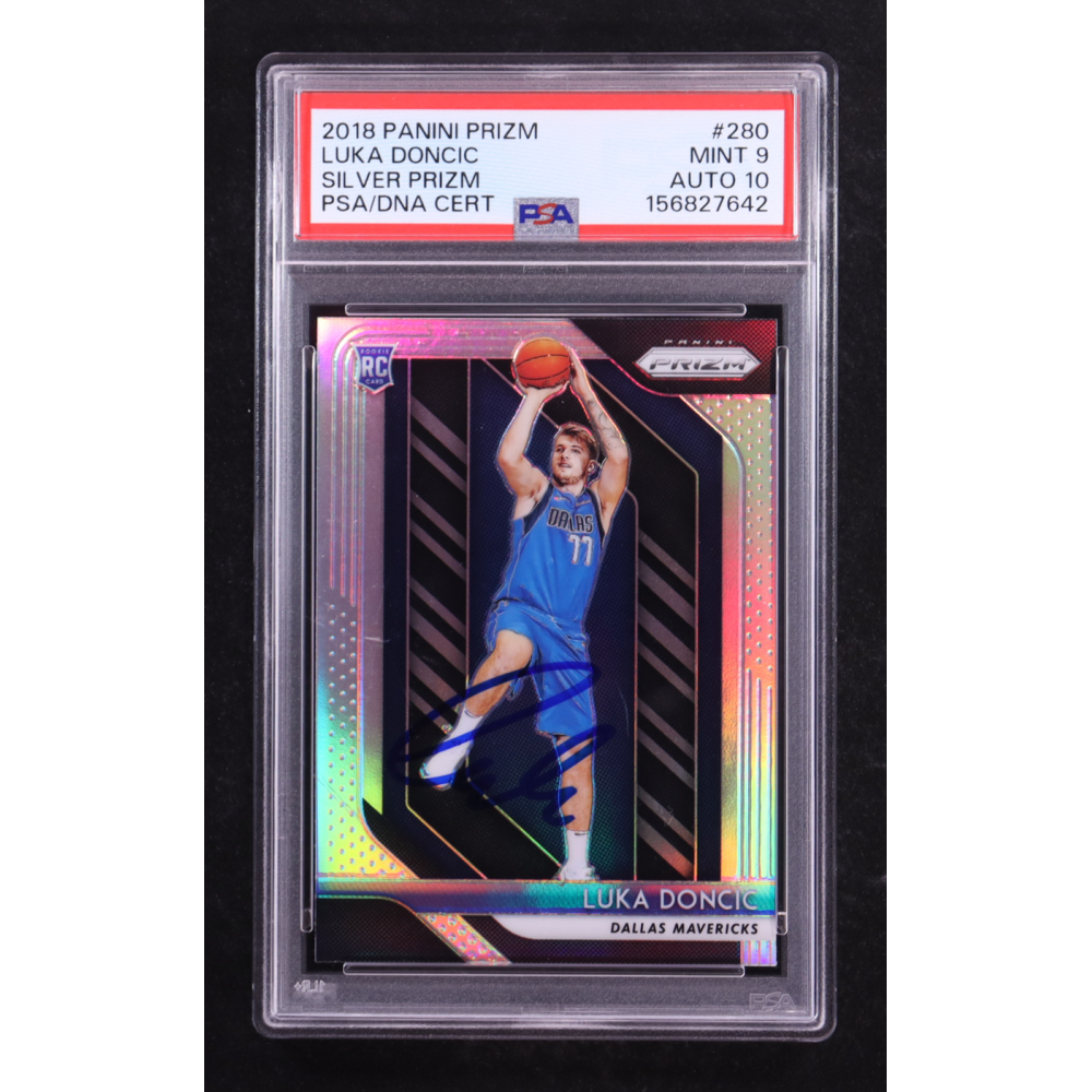 Luka Doncic Signed 2018-19 Panini Prizm Prizms Silver #280 RC (PSA