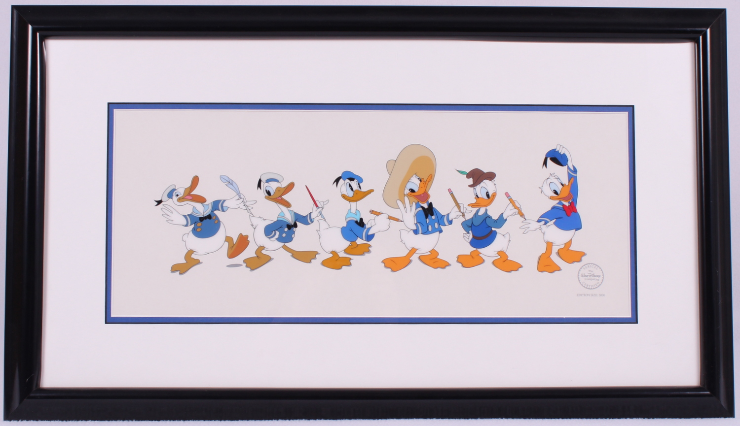 Donald Duck "Donald Through The Years" LE 16x28 Custom Framed Sericel (Walt Disney COA) at PristineAuction.com Donald Duck "Donald Through The Years" LE 16x28 Custom Framed Sericel (Walt Disney COA) at PristineAuction.com