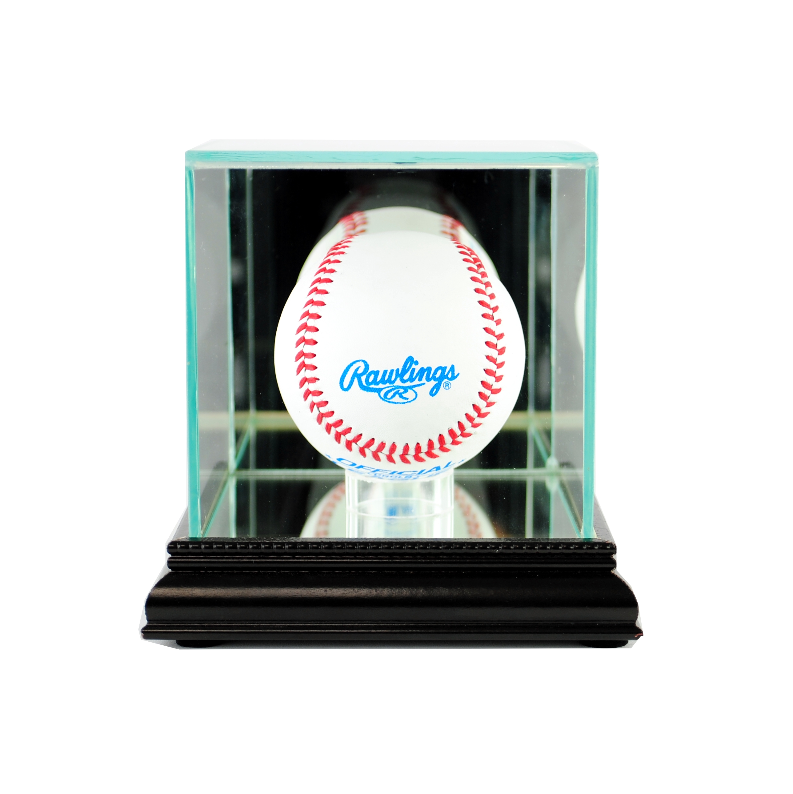 Premium Single Baseball Glass Display Case with Mirrored Black Wood Base & Mirrored Back (New) at PristineAuction.com Premium Single Baseball Glass Display Case with Mirrored Black Wood Base & Mirrored Back (New) at PristineAuction.com