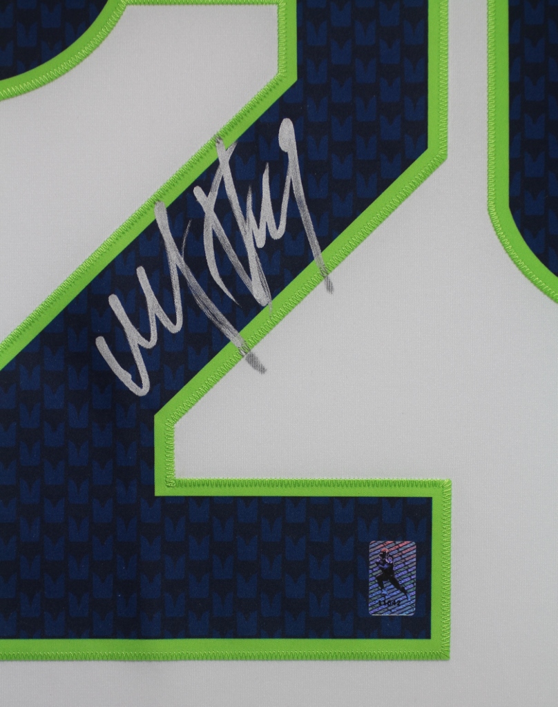Marshawn Lynch Signed Seattle Seahawks 35x43 Custom Framed Jersey (Lynch Hologram) at PristineAuction.com Marshawn Lynch Signed Seattle Seahawks 35x43 Custom Framed Jersey (Lynch Hologram) at PristineAuction.com