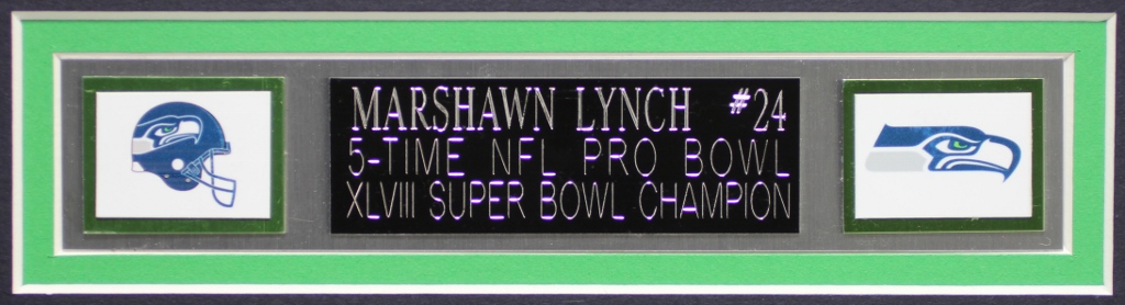 Marshawn Lynch Signed Seattle Seahawks 35x43 Custom Framed Jersey (Lynch Hologram) at PristineAuction.com Marshawn Lynch Signed Seattle Seahawks 35x43 Custom Framed Jersey (Lynch Hologram) at PristineAuction.com