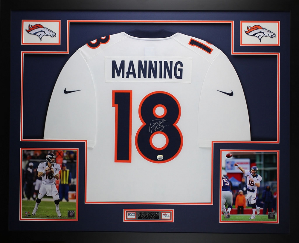 Peyton Manning Signed Broncos 35" x 43" Custom Framed Jersey (Fanatics) at PristineAuction.com Peyton Manning Signed Broncos 35" x 43" Custom Framed Jersey (Fanatics) at PristineAuction.com