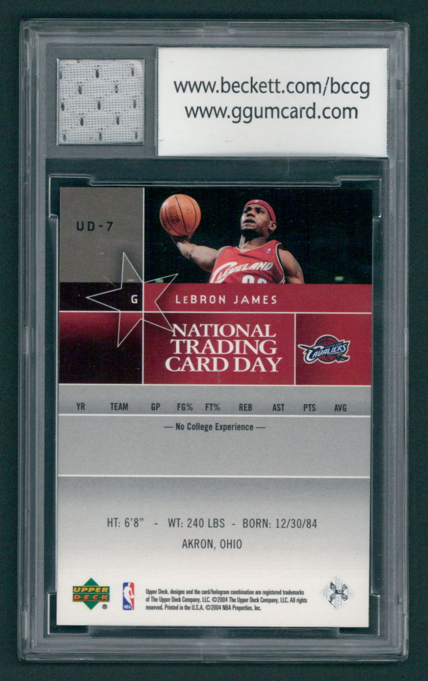 LeBron James 2004 National Trading Card Day with Game Used High School Jersey Basketball Card (BCCG 10) at PristineAuction.com LeBron James 2004 National Trading Card Day with Game Used High School Jersey Basketball Card (BCCG 10) at PristineAuction.com