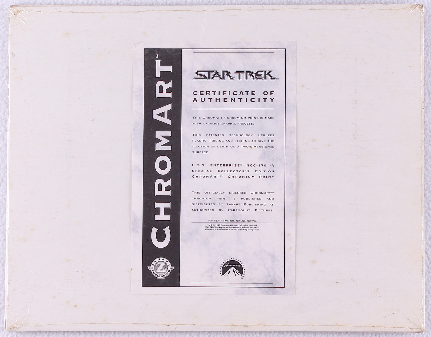 Star Trek "USS Enterprise NCC-1701-A" 1994 Limited Edition Chromium Print (Paramount COA) at PristineAuction.com Star Trek "USS Enterprise NCC-1701-A" 1994 Limited Edition Chromium Print (Paramount COA) at PristineAuction.com