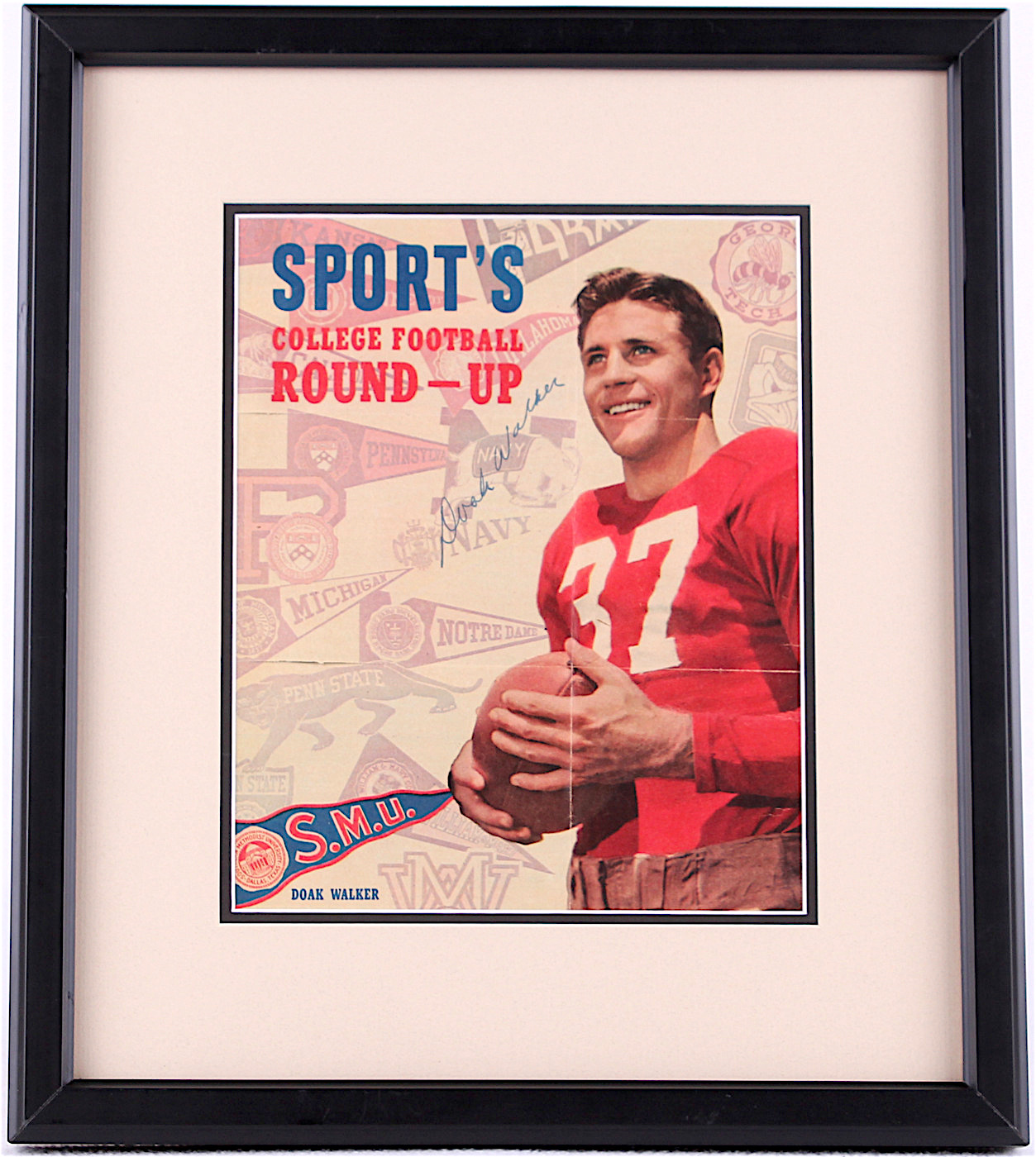 Doak Walker Signed SMU 13x15 Custom Framed Magazine Display (JSA COA) at PristineAuction.com Doak Walker Signed SMU 13x15 Custom Framed Magazine Display (JSA COA) at PristineAuction.com