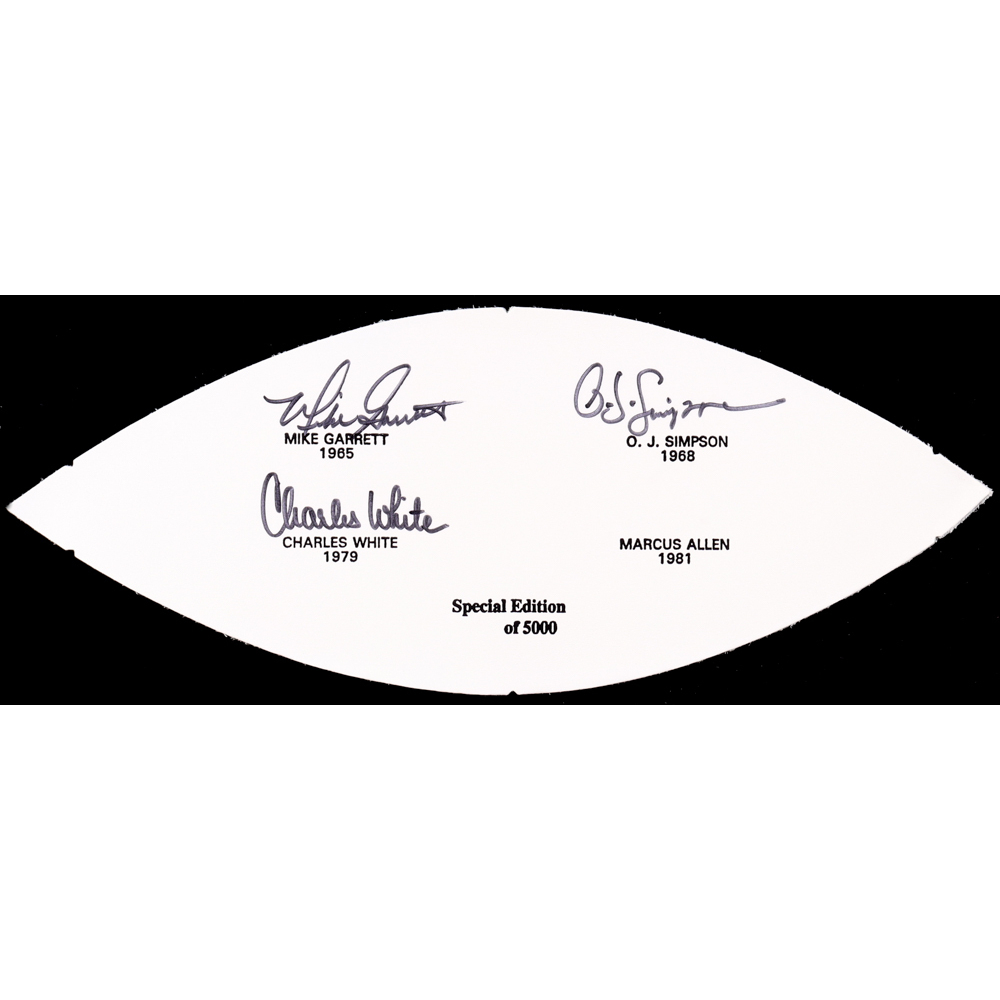Mike Garrett, O.J. Simpson & Charles White Signed Football Panel