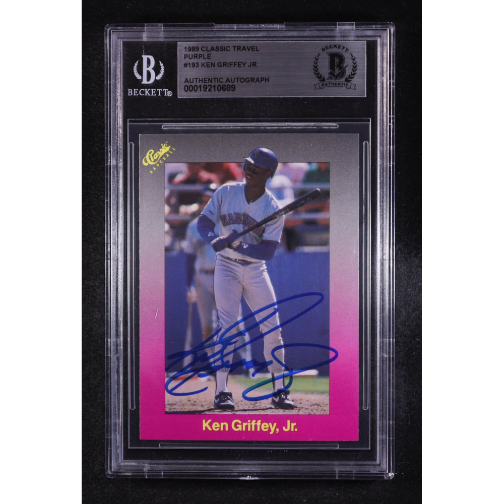 Ken Griffey Jr. Signed 1989 Classic Travel Purple #193 RC (BGS