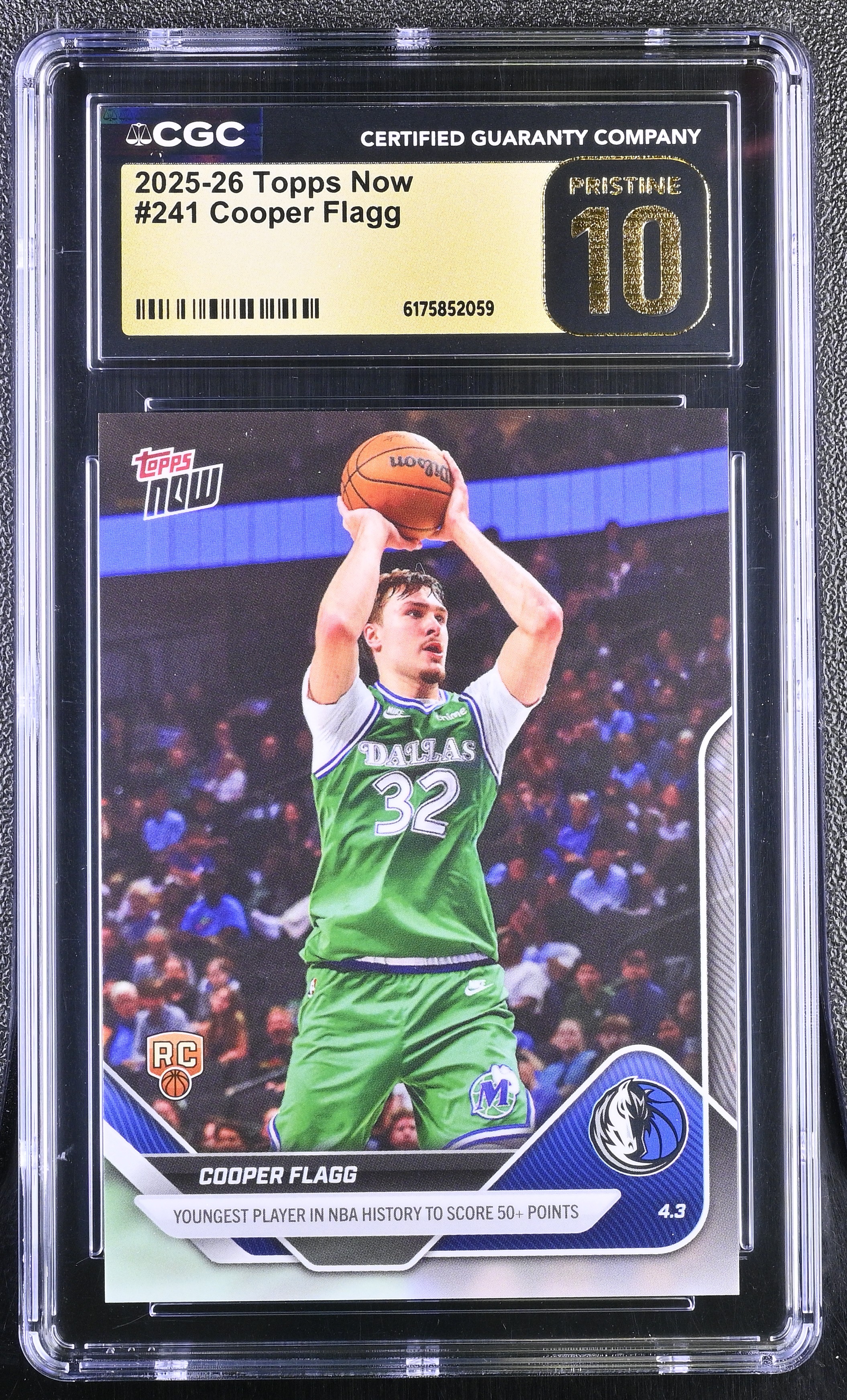 Cooper Flagg 2025-26 Topps Now #241 RC (CGC 10 | Black Label Pristine ...