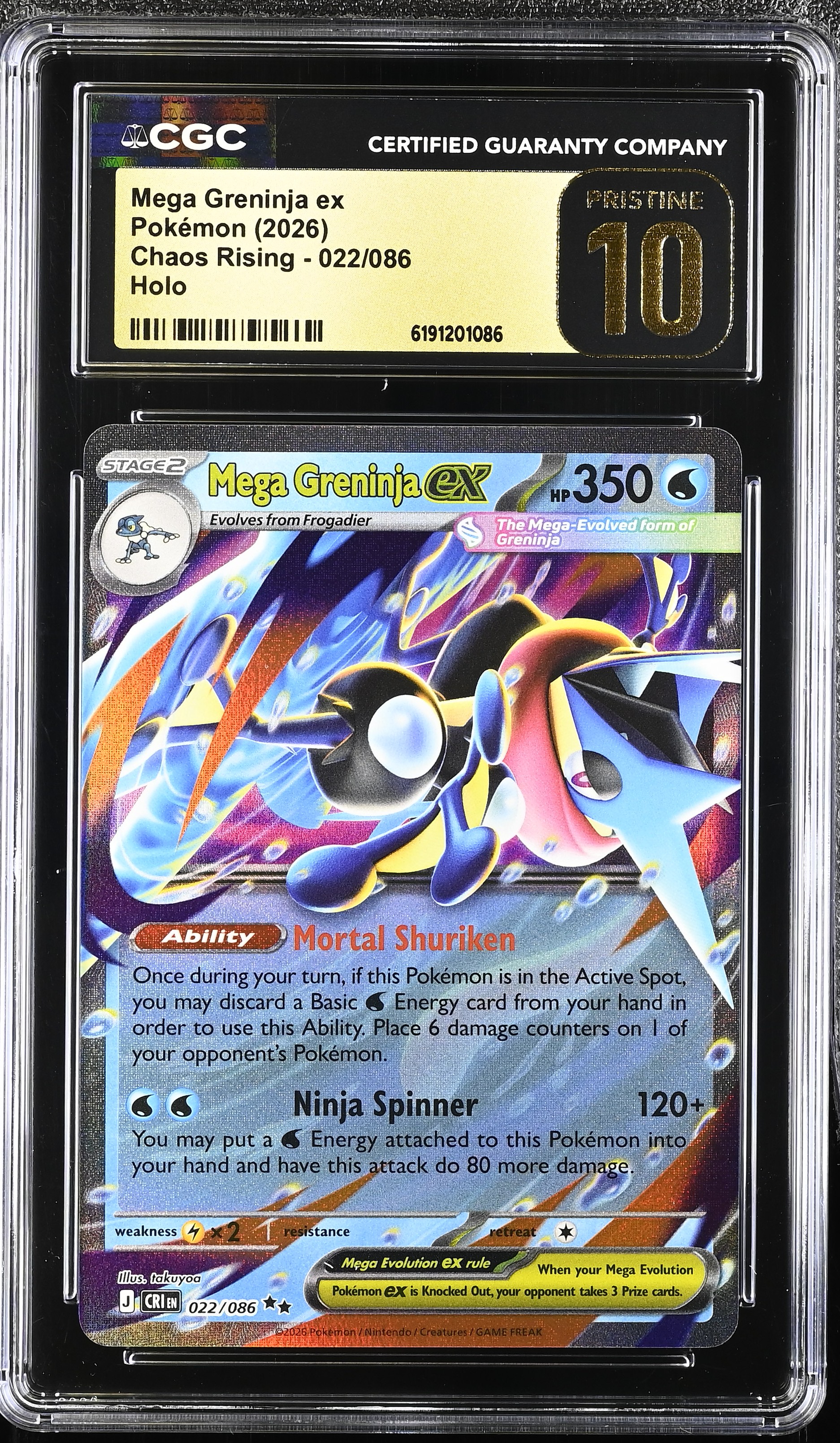 Mega Greninja Ex 2026 Chaos Rising Holo #022086 (CGC 10 | Black Label ...