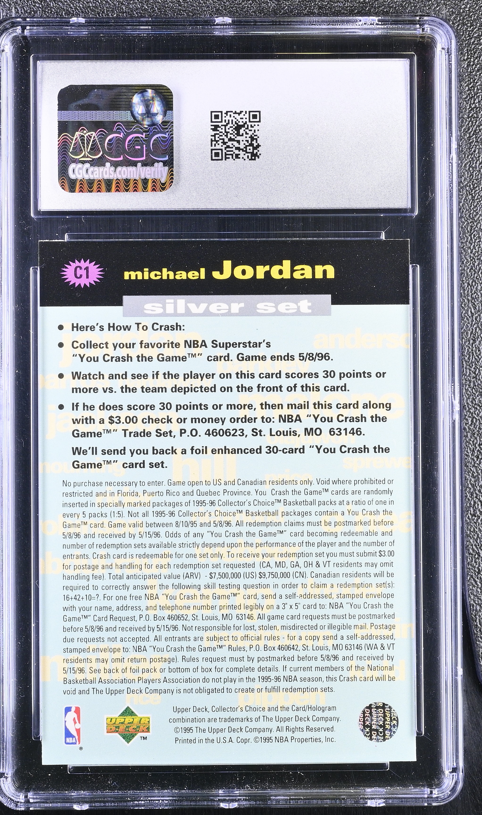 Michael Jordan 1995-96 Collector's Choice Crash the Game Scoring Silver ...