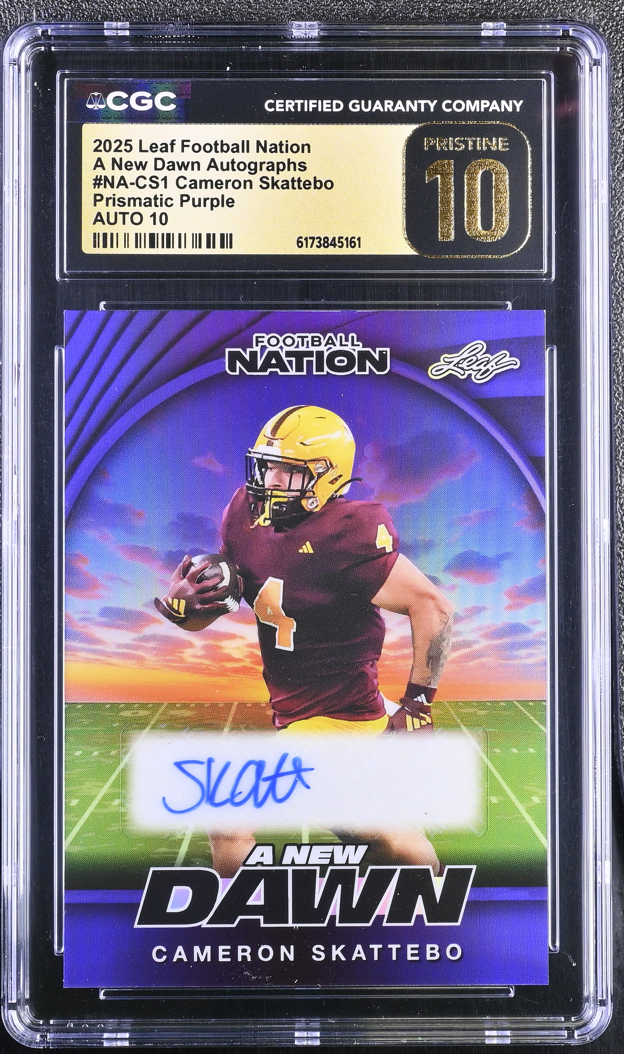 Cam Skattebo 2025 Leaf Football Nation A New Dawn Autographs Prismatic ...