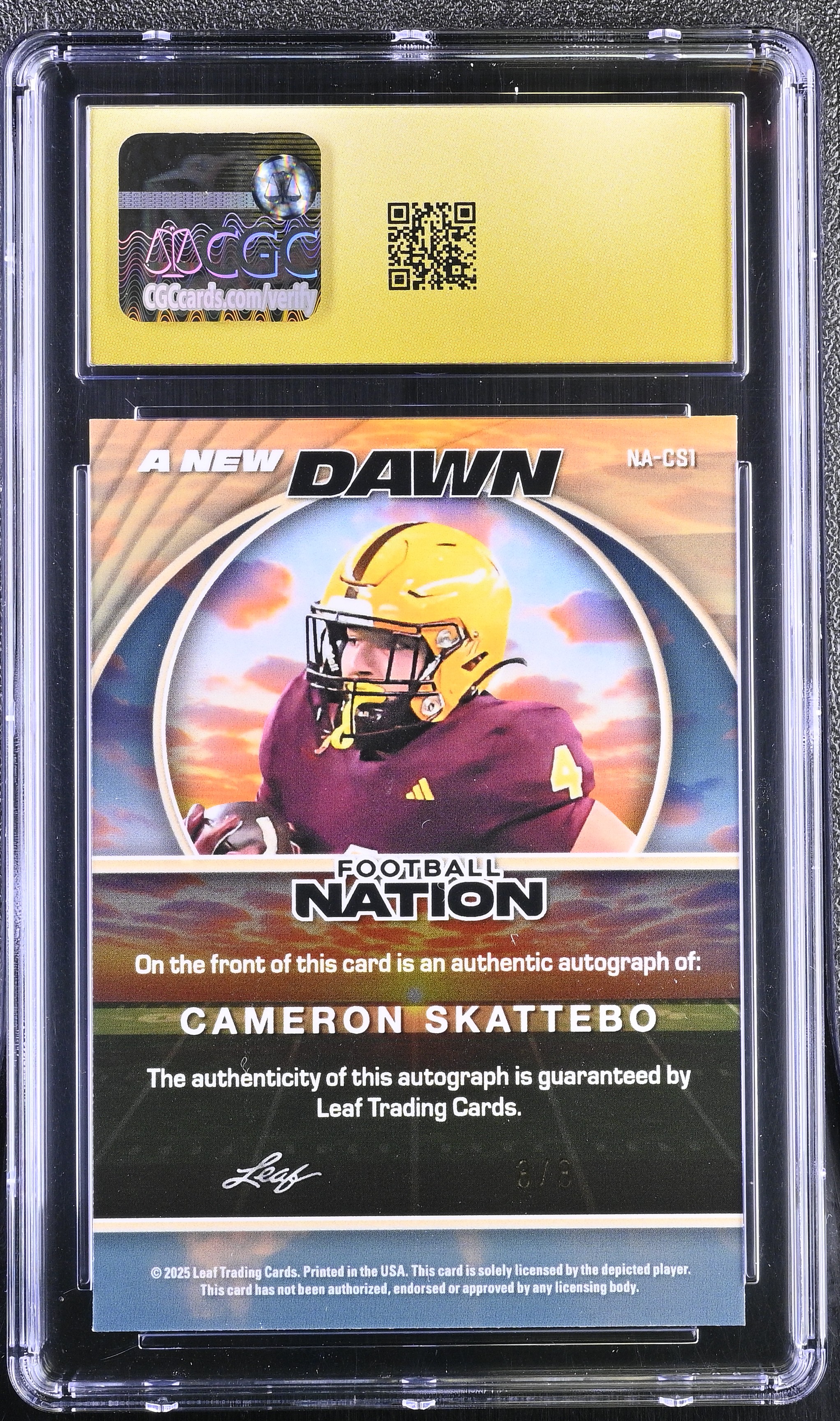 Cam Skattebo 2025 Leaf Football Nation A New Dawn Autographs Prismatic ...