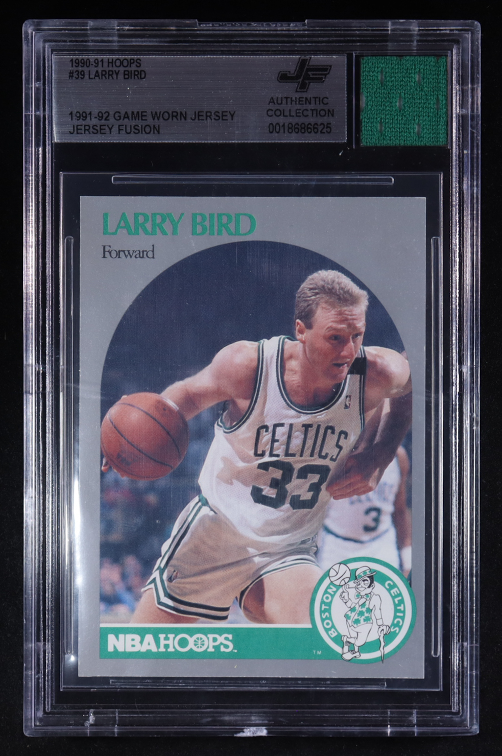 Larry Bird 1990-91 Hoops #39 with Game Worn Jersey Swatch (BGS ...