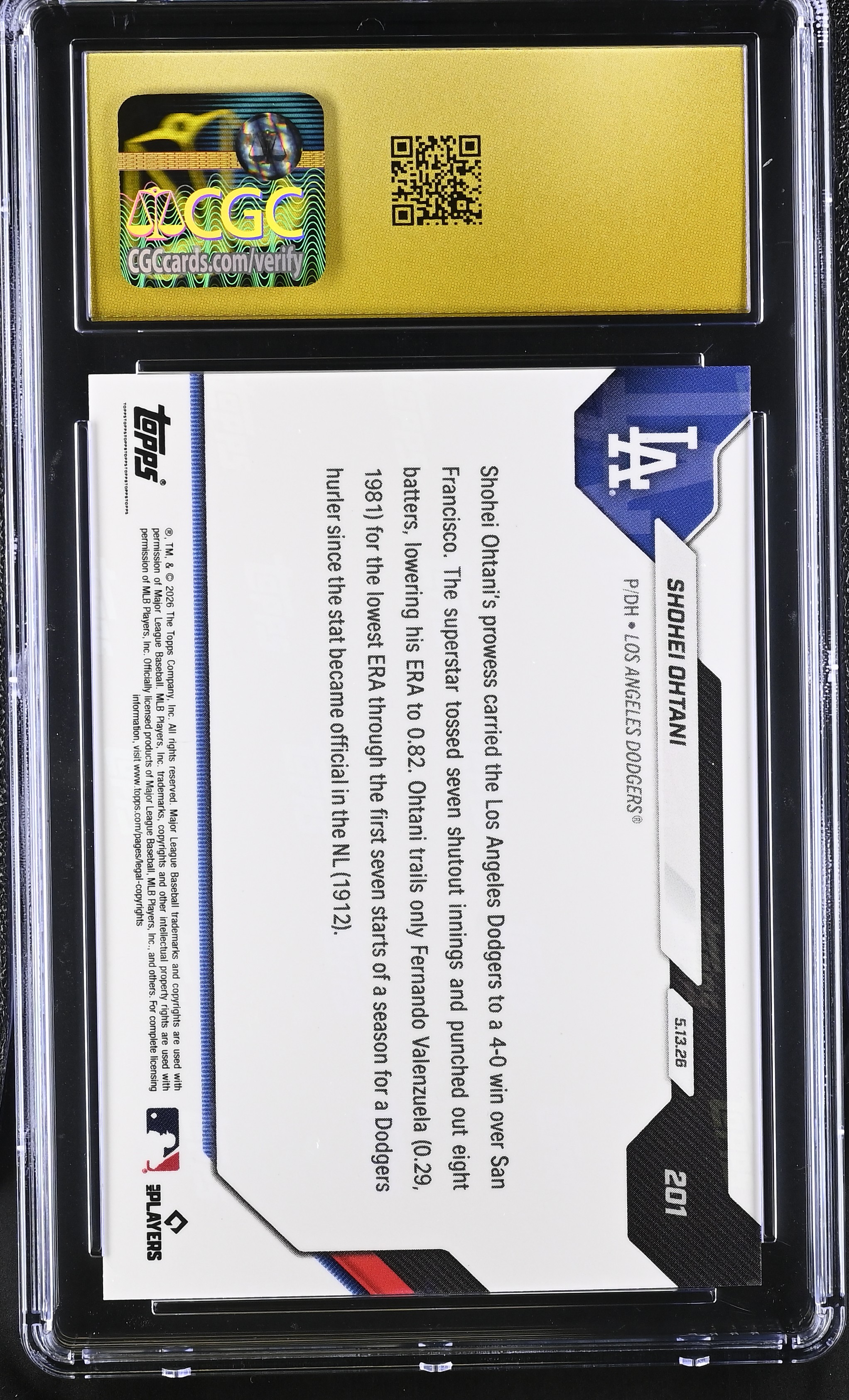 Shohei Ohtani 2026 Topps Now #201 (CGC 10 | Black Label) | Pristine Auction