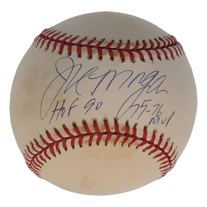 Joe Morgan Signed ONL Baseball Inscribed "HOF 90" & "75-76 MVP" (UDA ...