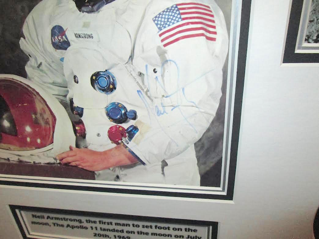 Neil Armstrong Signed NASA 25x21 Custom Framed Photo Display (JSA LOA) at PristineAuction.com Neil Armstrong Signed NASA 25x21 Custom Framed Photo Display (JSA LOA) at PristineAuction.com