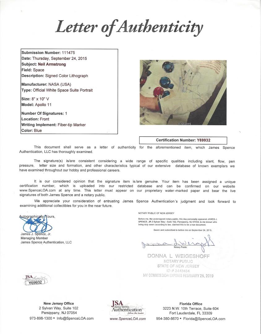 Neil Armstrong Signed NASA 25x21 Custom Framed Photo Display (JSA LOA) at PristineAuction.com Neil Armstrong Signed NASA 25x21 Custom Framed Photo Display (JSA LOA) at PristineAuction.com