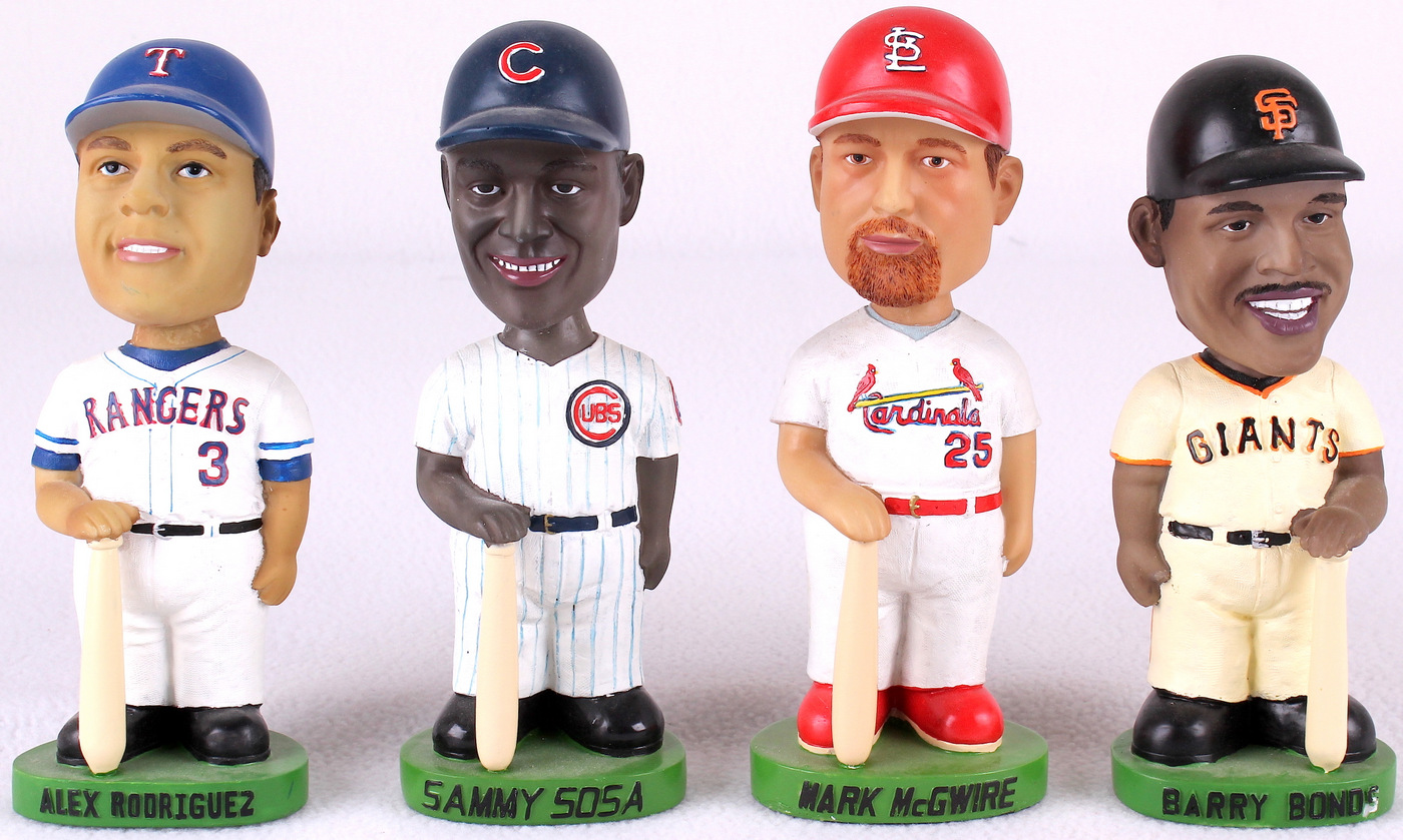 Lot of (4) Baseball Bobble Heads With Alex Rodriguez, Sammy Sosa, Mark McGwire & Barry Bonds at PristineAuction.com Lot of (4) Baseball Bobble Heads With Alex Rodriguez, Sammy Sosa, Mark McGwire & Barry Bonds at PristineAuction.com