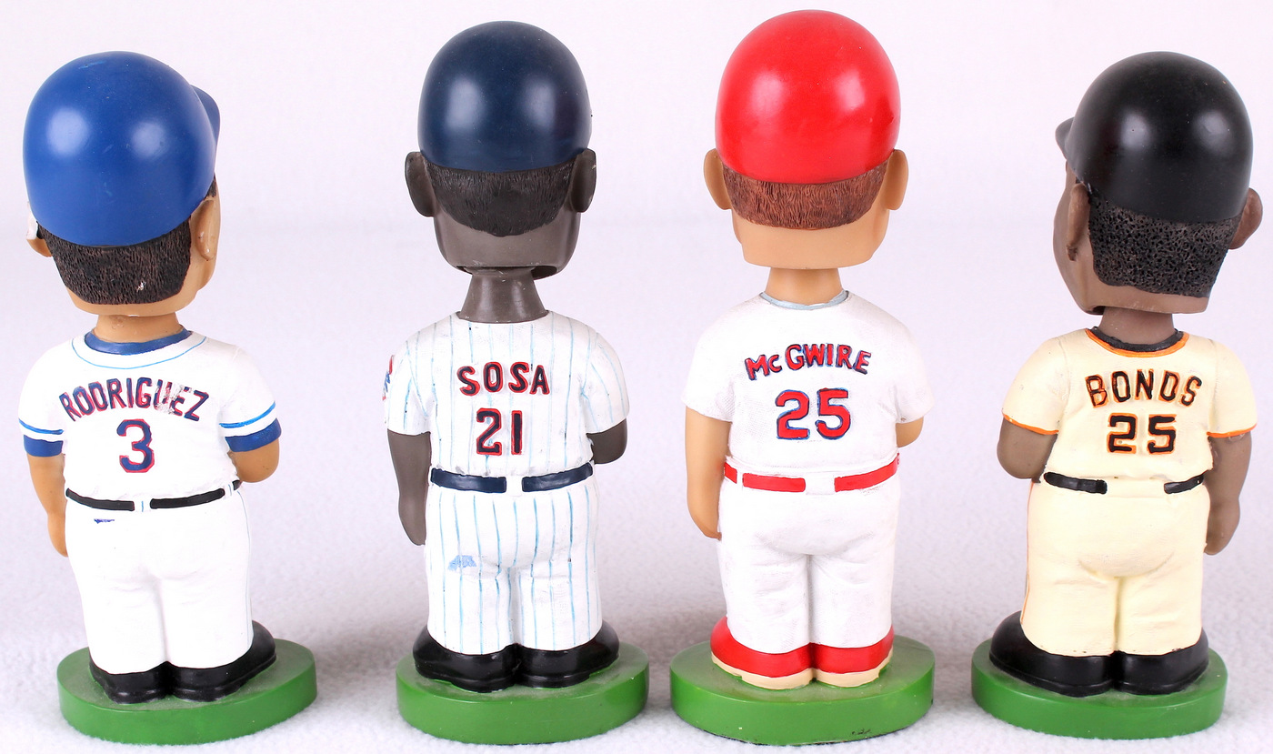 Lot of (4) Baseball Bobble Heads With Alex Rodriguez, Sammy Sosa, Mark McGwire & Barry Bonds at PristineAuction.com Lot of (4) Baseball Bobble Heads With Alex Rodriguez, Sammy Sosa, Mark McGwire & Barry Bonds at PristineAuction.com