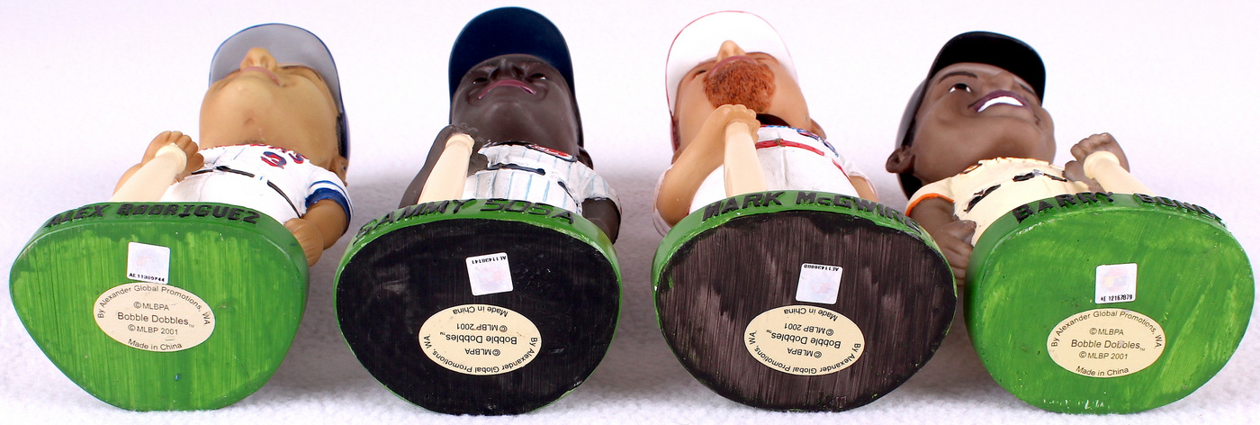 Lot of (4) Baseball Bobble Heads With Alex Rodriguez, Sammy Sosa, Mark McGwire & Barry Bonds at PristineAuction.com Lot of (4) Baseball Bobble Heads With Alex Rodriguez, Sammy Sosa, Mark McGwire & Barry Bonds at PristineAuction.com