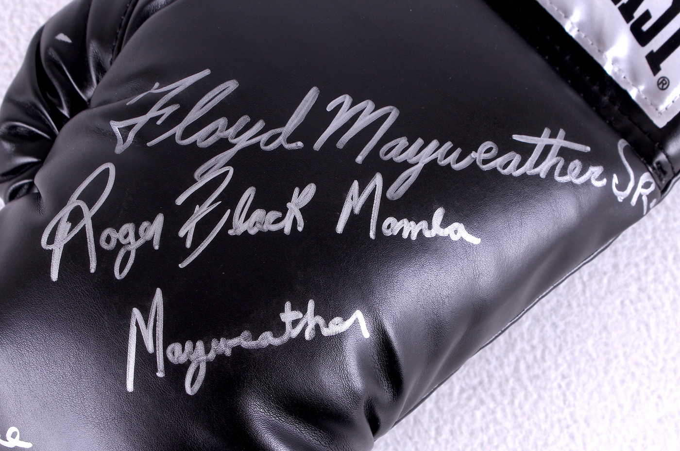 Floyd Mayweather Sr, Roger "Black Mamba" Mayweather, & Jeff "Jazzy" Mayweather Signed Black Everlast Boxing Glove (JSA COA) at PristineAuction.com Floyd Mayweather Sr, Roger "Black Mamba" Mayweather, & Jeff "Jazzy" Mayweather Signed Black Everlast Boxing Glove (JSA COA) at PristineAuction.com