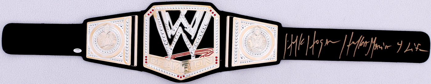 Hulk Hogan Signed WWE Championship Belt Inscribed "Hulkamania 4 Life" (Schwartz COA) at PristineAuction.com Hulk Hogan Signed WWE Championship Belt Inscribed "Hulkamania 4 Life" (Schwartz COA) at PristineAuction.com