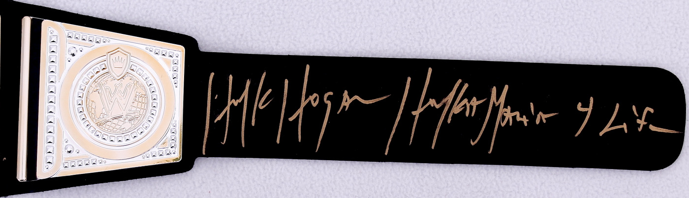 Hulk Hogan Signed WWE Championship Belt Inscribed "Hulkamania 4 Life" (Schwartz COA) at PristineAuction.com Hulk Hogan Signed WWE Championship Belt Inscribed "Hulkamania 4 Life" (Schwartz COA) at PristineAuction.com