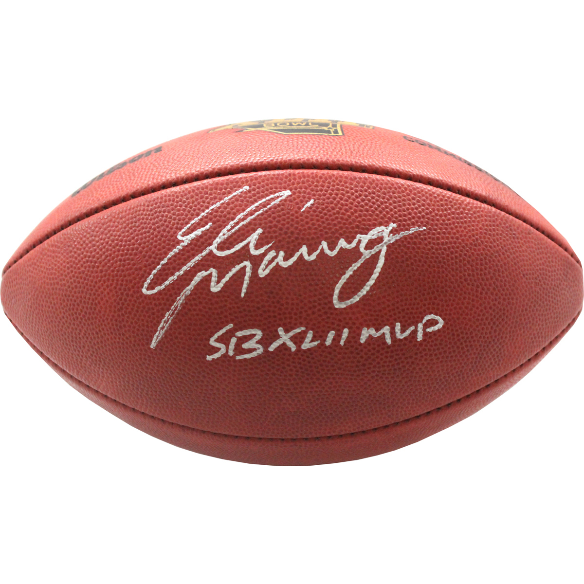 Eli Manning Signed Super Bowl XLII Logo Football Inscribed "SB XLII MVP" (Steiner COA) at PristineAuction.com Eli Manning Signed Super Bowl XLII Logo Football Inscribed "SB XLII MVP" (Steiner COA) at PristineAuction.com