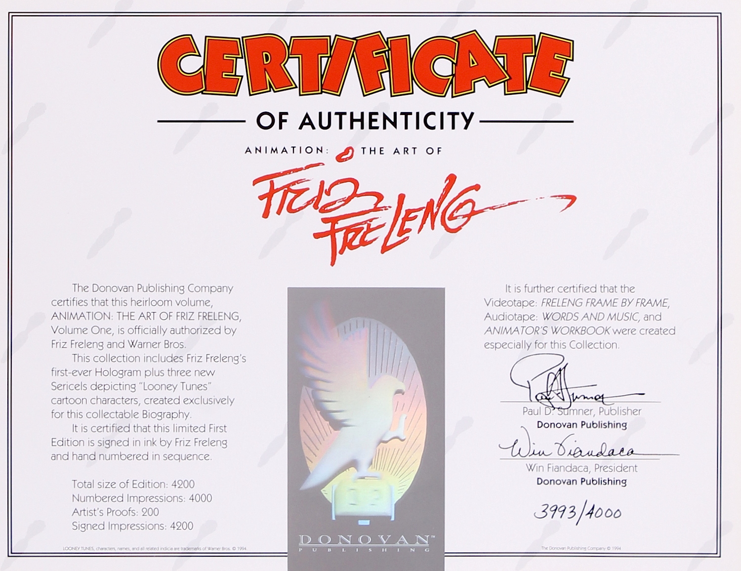 Friz Freleng Signed "Animation: The Art of Friz Freleng" Hardback Volume 1 Book Set at PristineAuction.com Friz Freleng Signed "Animation: The Art of Friz Freleng" Hardback Volume 1 Book Set at PristineAuction.com
