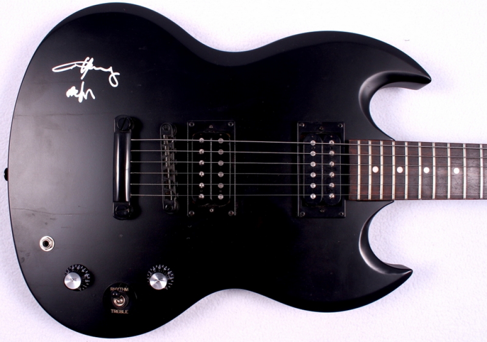 Angus Young Signed Epiphone Electric Guitar Inscribed 