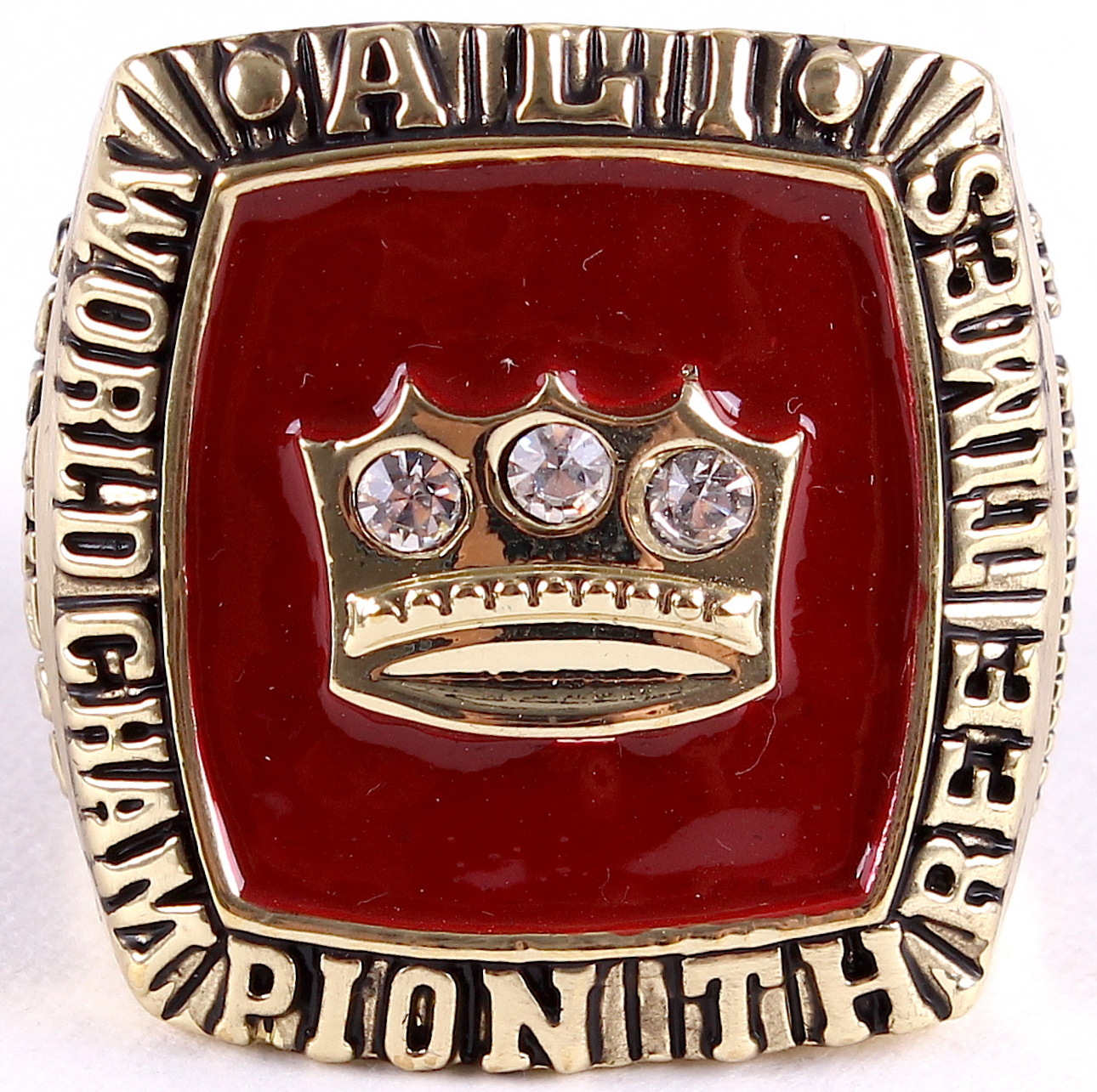 Muhammad Ali Replica Ring with High Quality Cherry Wood Custom Display Box at PristineAuction.com Muhammad Ali Replica Ring with High Quality Cherry Wood Custom Display Box at PristineAuction.com