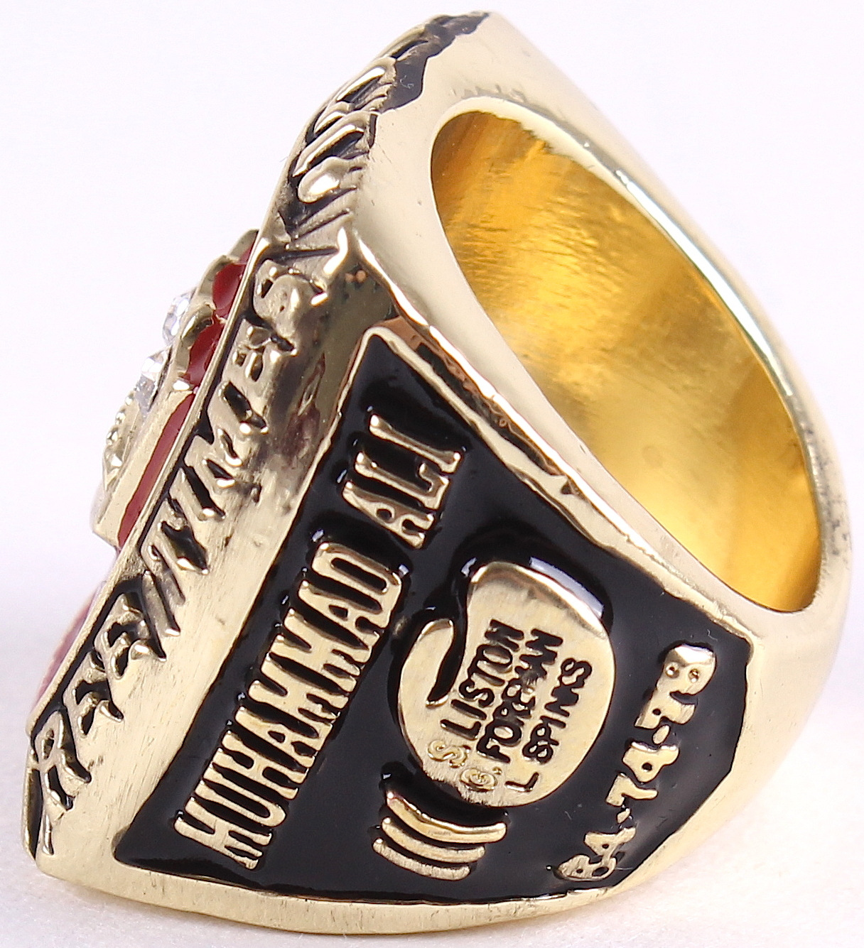 Muhammad Ali Replica Ring with High Quality Cherry Wood Custom Display Box at PristineAuction.com Muhammad Ali Replica Ring with High Quality Cherry Wood Custom Display Box at PristineAuction.com