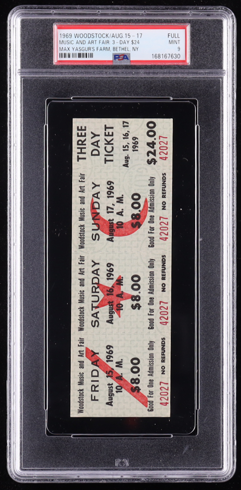 1969 Woodstock Full 3 Day Ticket (PSA 9) | Pristine Auction