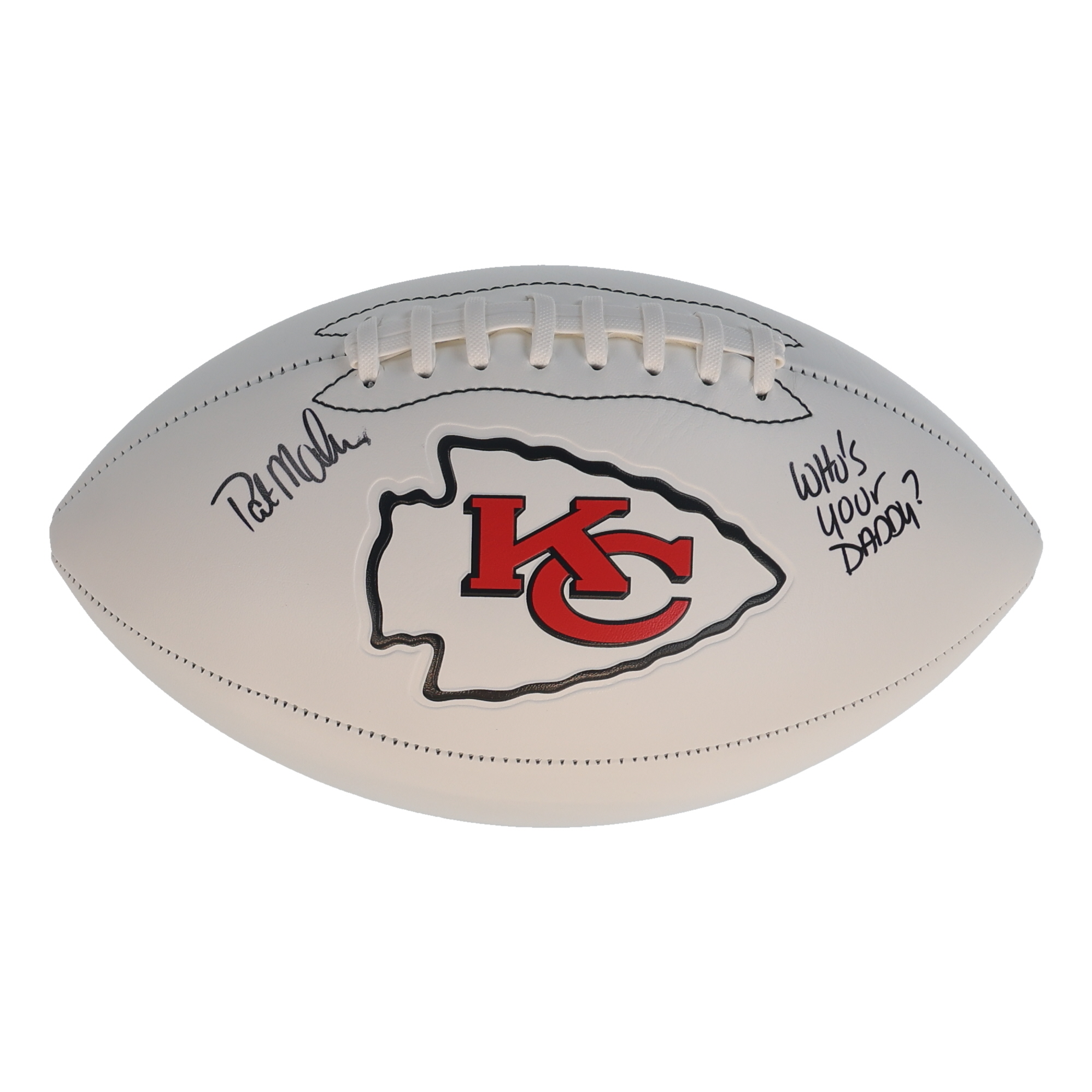 Patrick Mahomes Sr. Signed Chiefs Logo Football Inscribed 