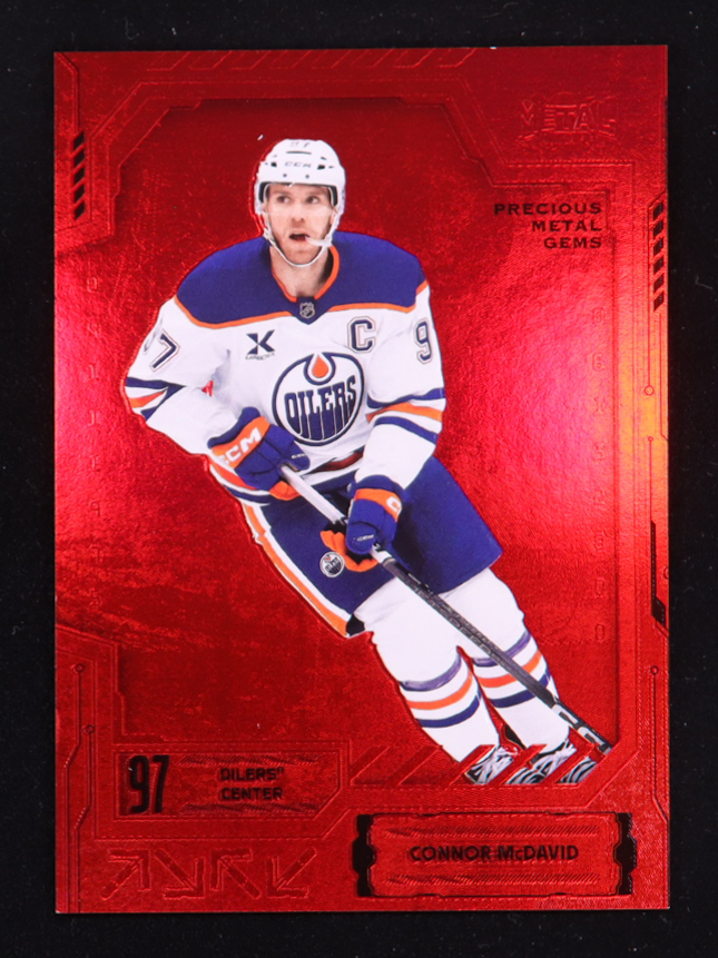 Metallic. Click Connor McDavid 2025-26 Metal Universe Precious Metal Gems Red #7 #042/ ...