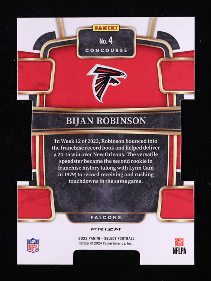 Bijan Robinson 2023 Select Prizm Red and Yellow Die Cut #4 RC ...
