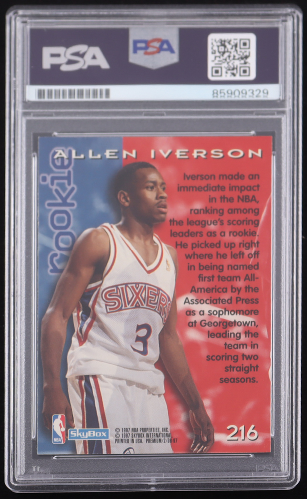 Iverson Racing Allen Iverson Signed 1996-97 SkyBox Premium #216 RC (PSA) | Pristine ...