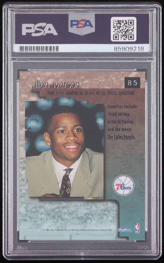 Allen Iverson Signed 1996-97 SkyBox Premium #85 RC (PSA) | Pristine Auction