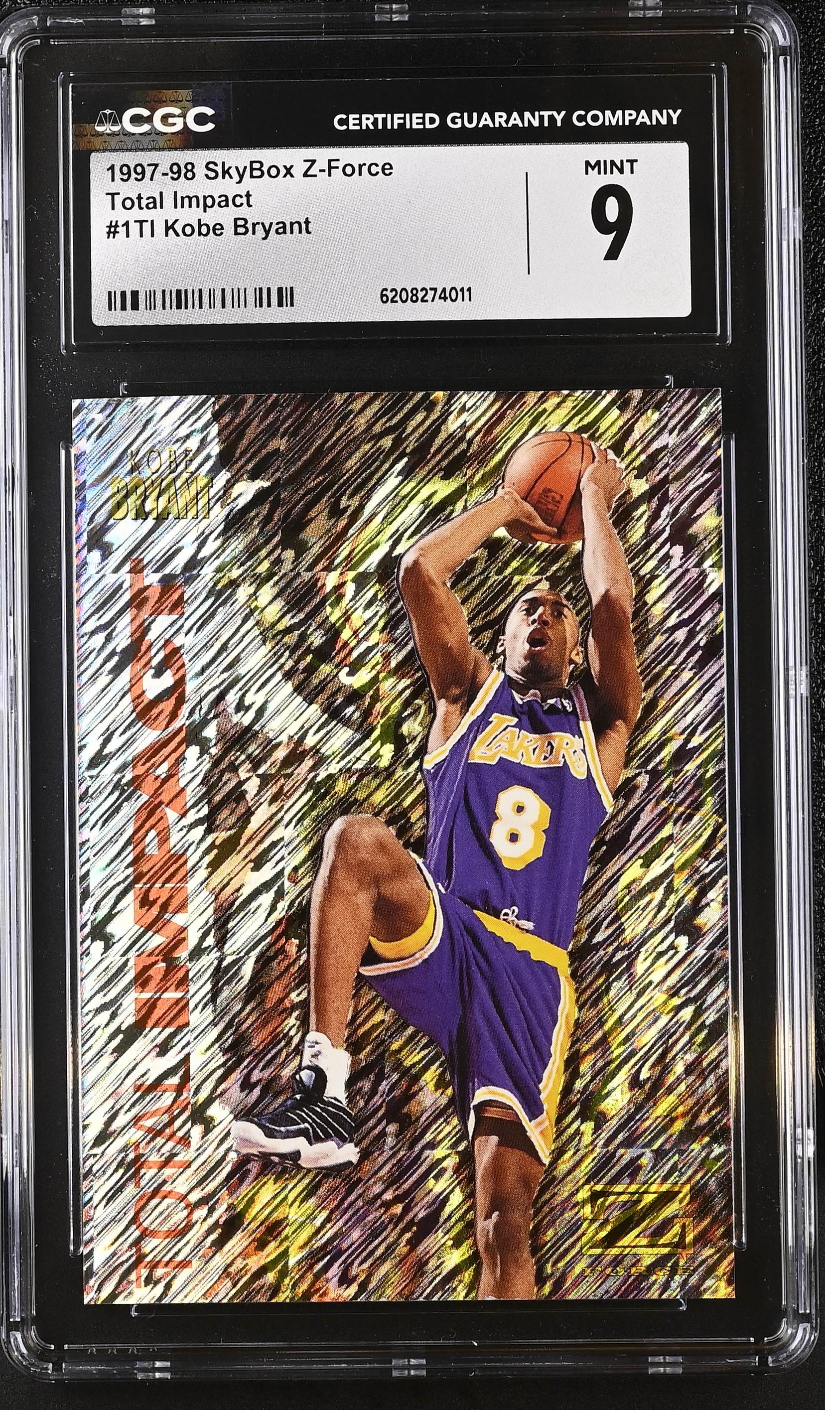 Kobe Bryant 1997-98 Skybox Z-force Total Impact #1TI (CGC 9