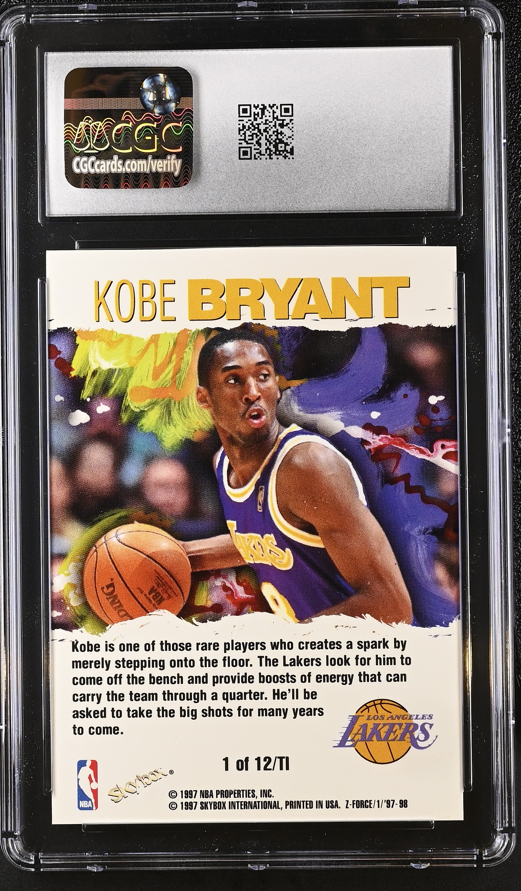 Kobe Bryant 1997-98 Skybox Z-force Total Impact #1TI (CGC 9