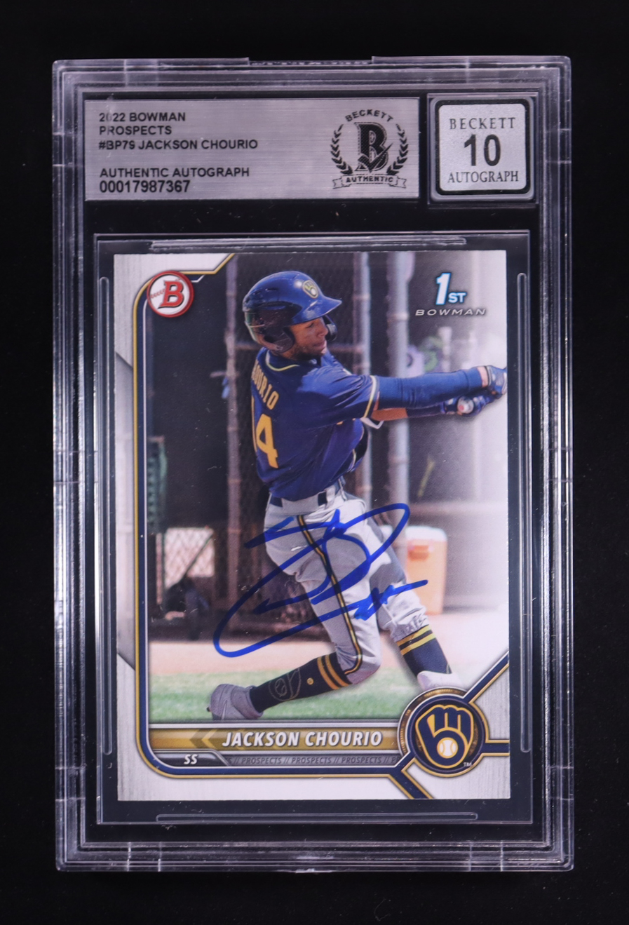Jackson Chourio Signed 2022 Bowman Chrome Prospects #BCP79 RC (BGS ...