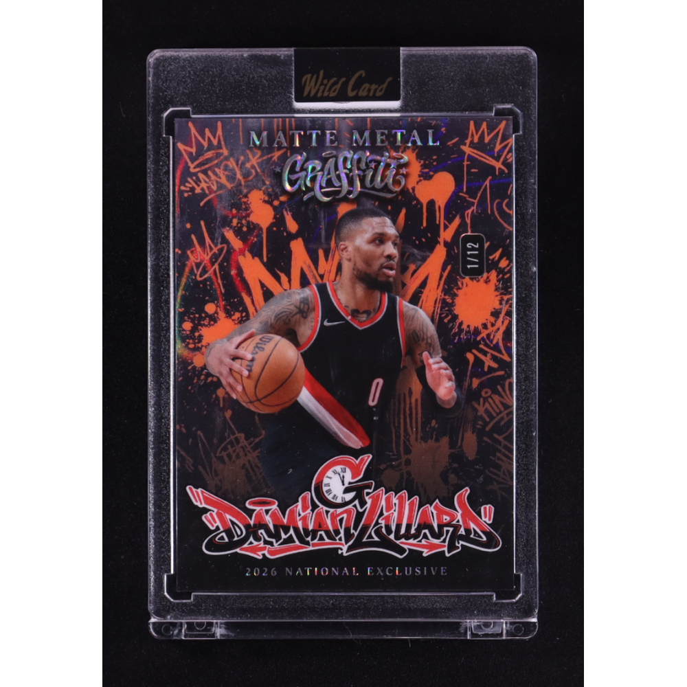 Matte Baseball Card Damian Lillard 2026 Wild Card Matte Metal Graffiti Lava #DL #1/12 ...