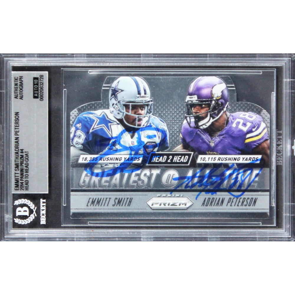 Emmitt Smith & Adrian Peterson Signed 2014 Panini Prizm Head To Head ...