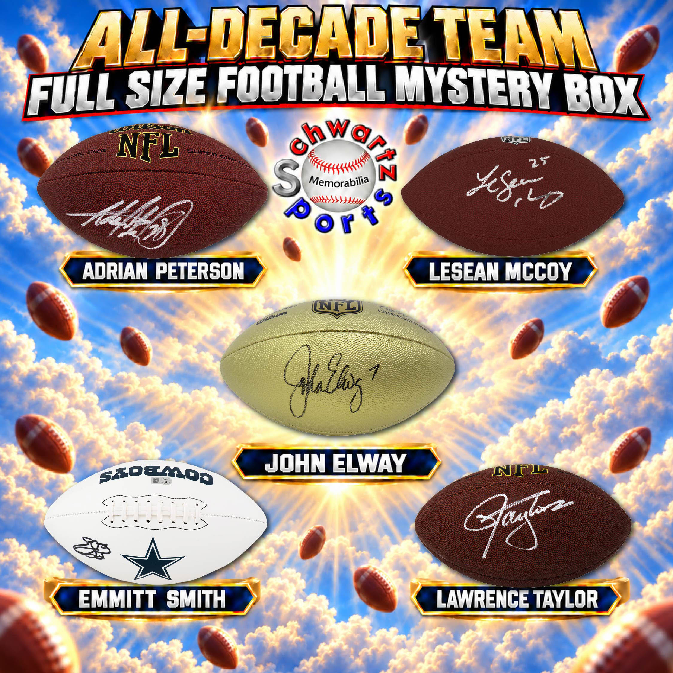 Football All-Decade Team Signed Full Size Football Mystery Box - Series ...